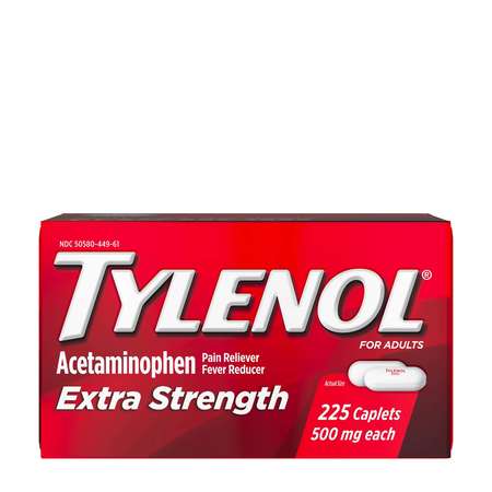 Tylenol Extra Strength 500mg Acetaminophen Caplets 225 Caplets, PK24 -  3044427